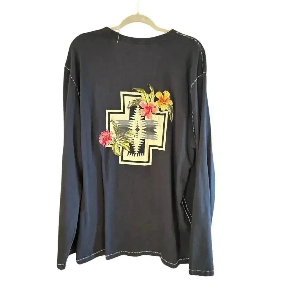 Tommy Bahama Pendleton Long Sleeve Pima Cotton Embroidery aloha Size XXL
